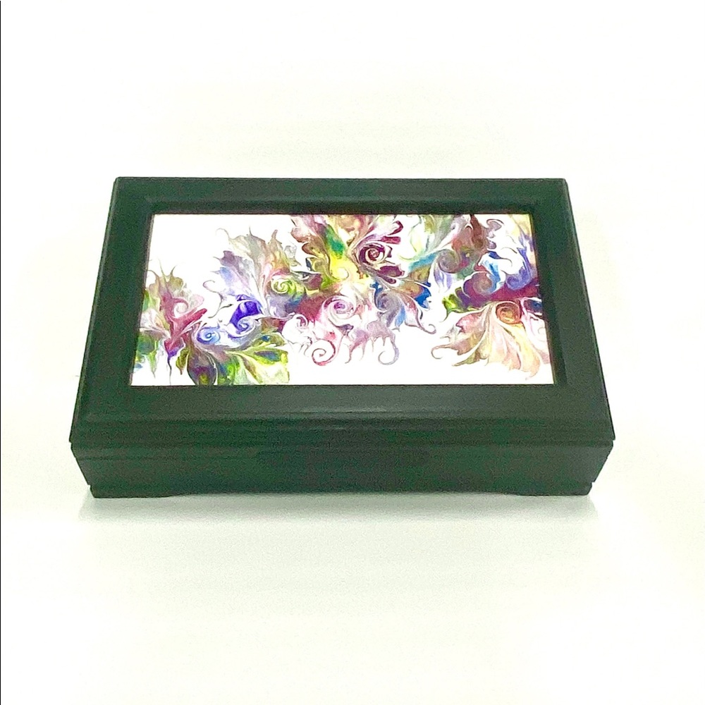 Upcycled Wood Jewelry Box w/ Original Acrylic Art